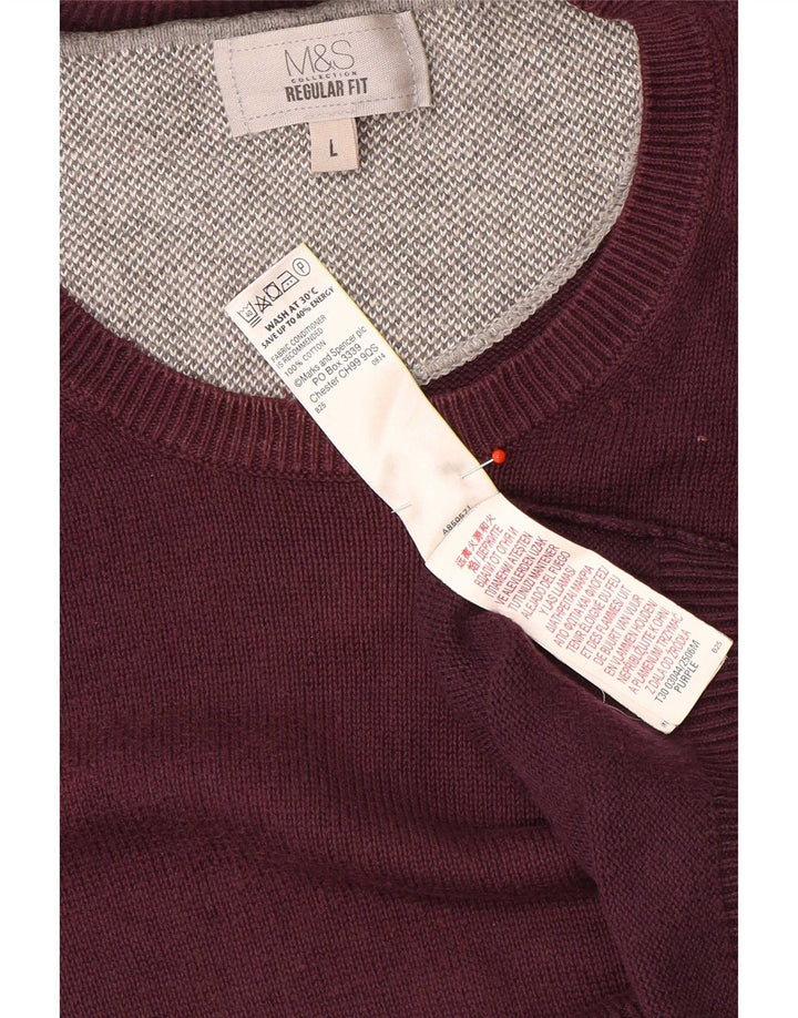 Marks & Spencer Herren-Pullover, reguläre Passform, Rundhalsausschnitt, Größe L, Lila