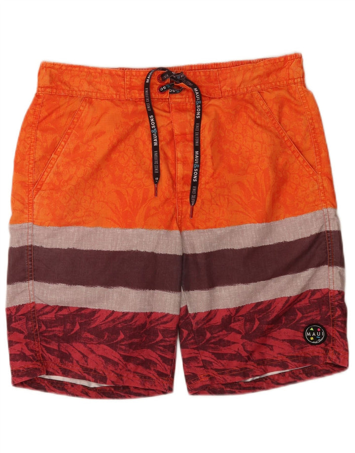 Maui and Sons Herren-Badeshorts aus mittelorangefarbenem Colourblock-Polyester