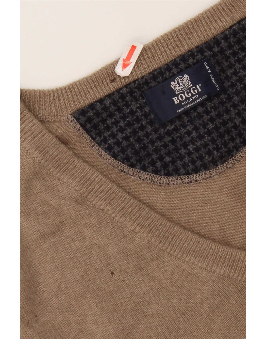 Boggi Herren-Pullover mit V-Ausschnitt, kleine beige Wolle