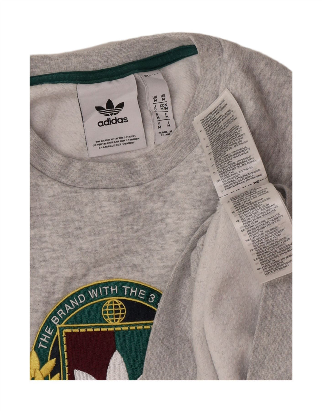 Adidas Herren Grafik-Sweatshirt-Pullover aus mittelgrauer Baumwolle