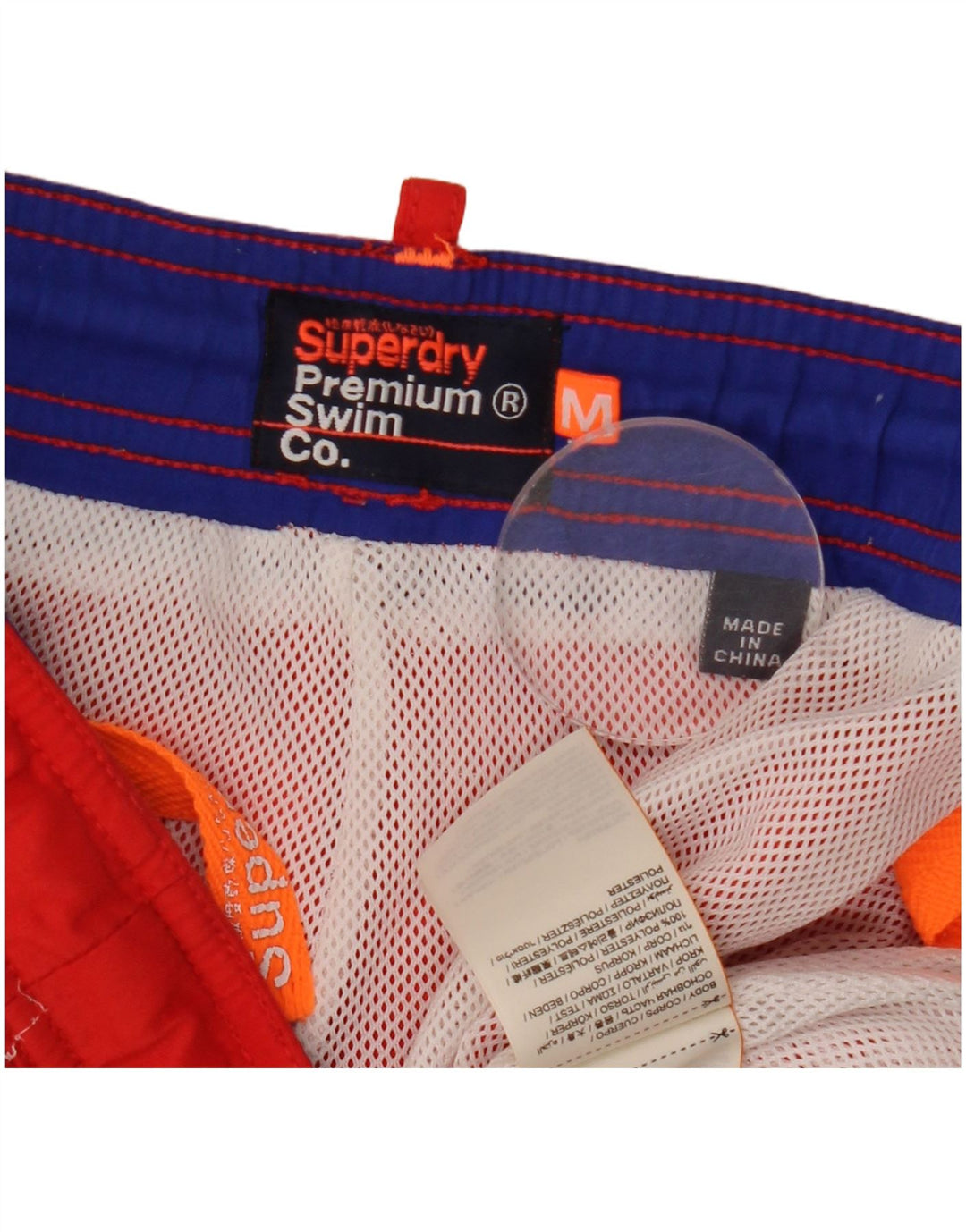 Superdry Herren-Badeshorts mit Grafik, Mittelrotes Polyester
