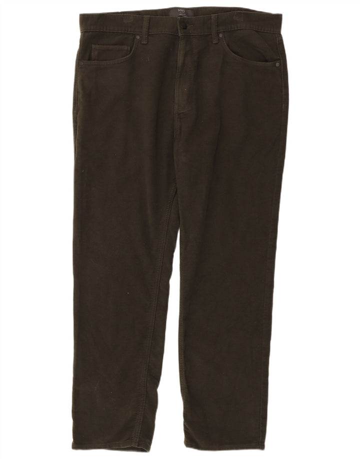 Marks & Spencer Herren-Jeans mit normaler Passform, gerade Passform, W36 L29, Khaki, Baumwolle