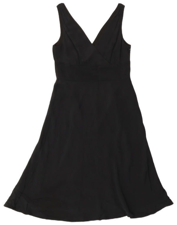 J. Crew Damen Ärmelloses A-Linien-Kleid US 10 Large Schwarze Seide