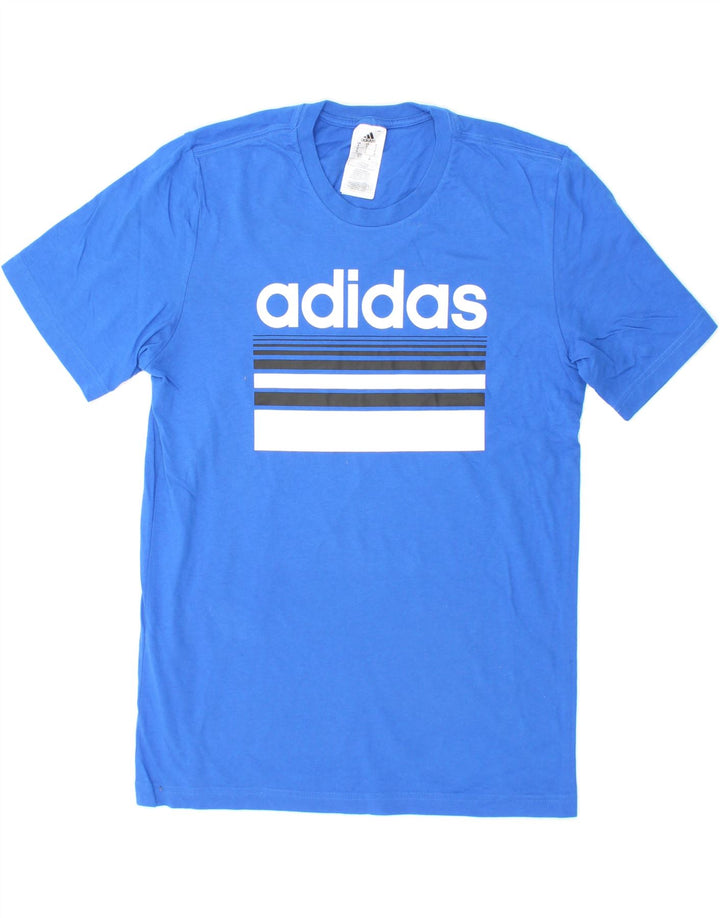 ADIDAS Mens Graphic T-Shirt Top Small Blue Cotton Vintage Adidas and Second-Hand Adidas from Messina Hembry 