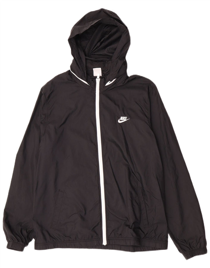 Nike Herren-Regenjacke mit Kapuze XL, schwarzes Nylon