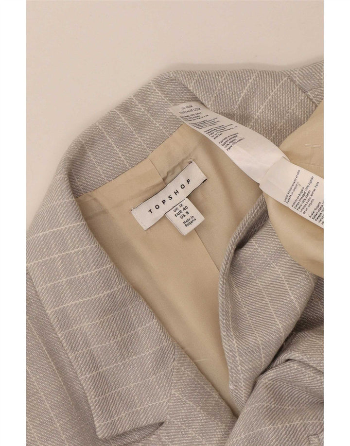 Zweireihiger Blazer für Damen von Topshop, Größe UK 12, Mittelgrau gestreift