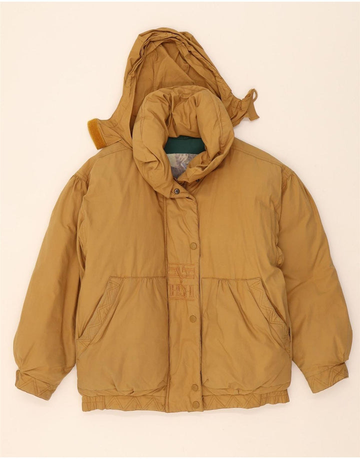 BRAMBILLA Womens Hooded Padded Jacket UK 16 Large Beige Cotton Classic Vintage Brambilla and Second-Hand Brambilla from Messina Hembry 