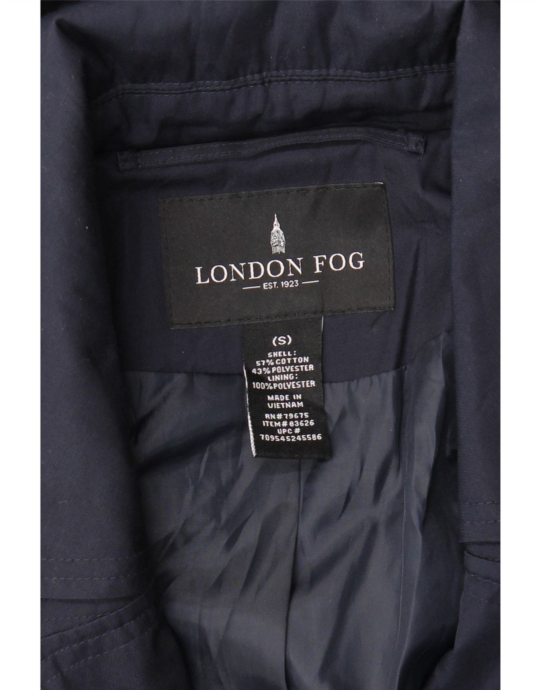 LONDON FOG Damen-Trenchcoat mit Kapuze, UK 10, Größe S, Marineblau, Baumwolle