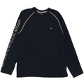 CHAMPION Mens Graphic Top Long Sleeve Small Navy Blue Cotton