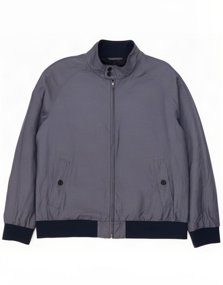 Marks & Spencer Herren Bomberjacke UK 46 3XL Blaue Colourblock-Baumwolle