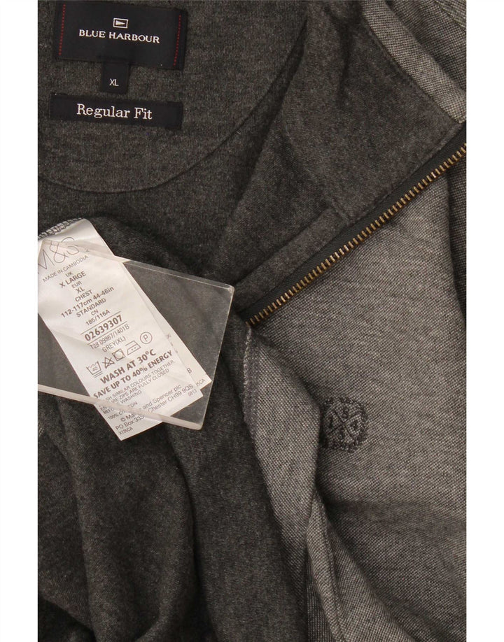 Marks & Spencer Herren Blue Harbor Zip Neck Sweatshirt Pullover XL Grau