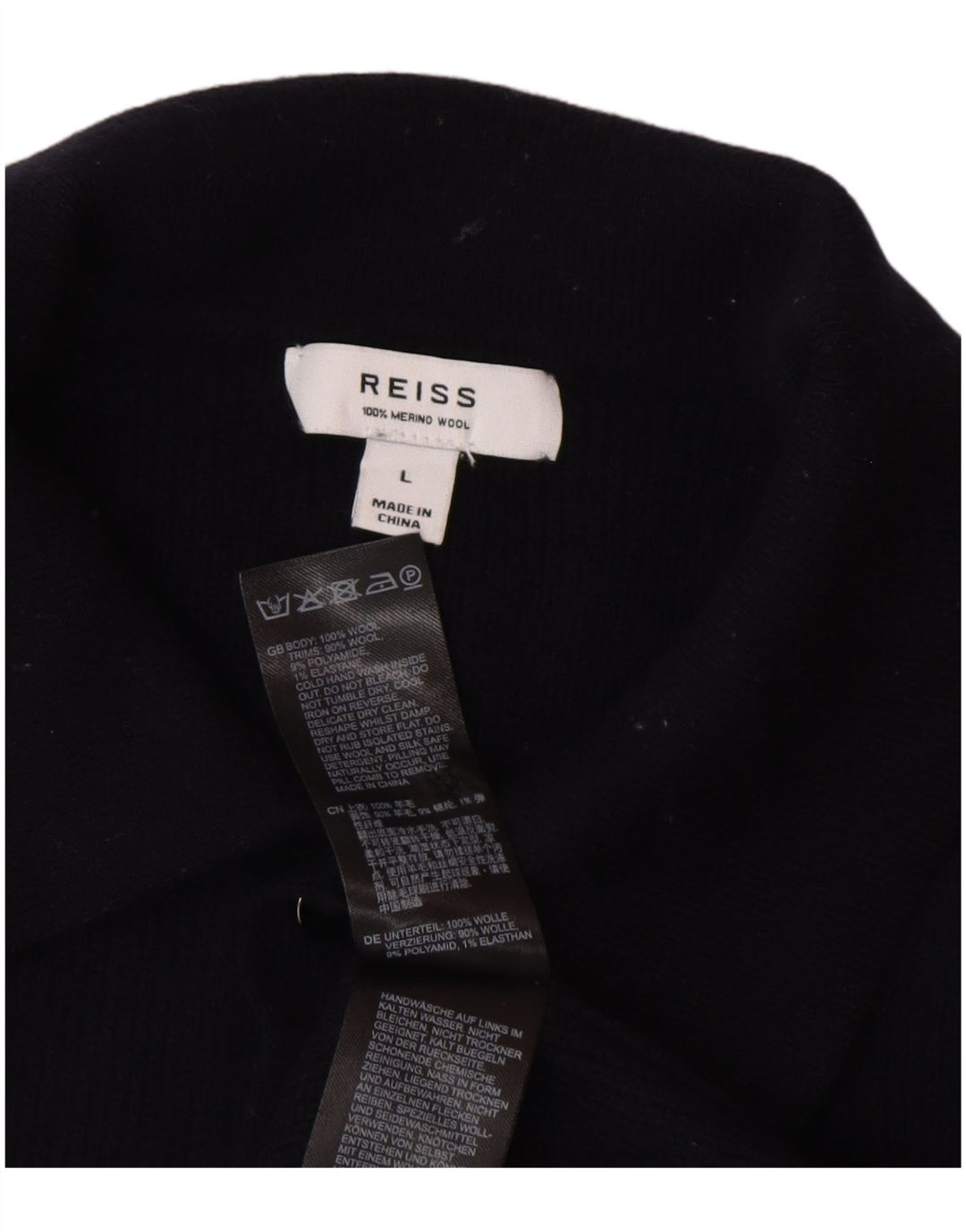 Reiss Herren-Pullover mit Rollkragen, groß, marineblaue Wolle