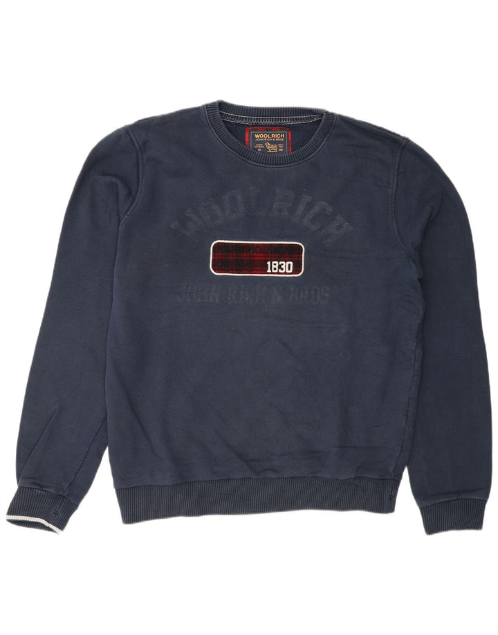 Woolrich Herren-Sweatshirt mit Grafik, groß, marineblau, Baumwolle