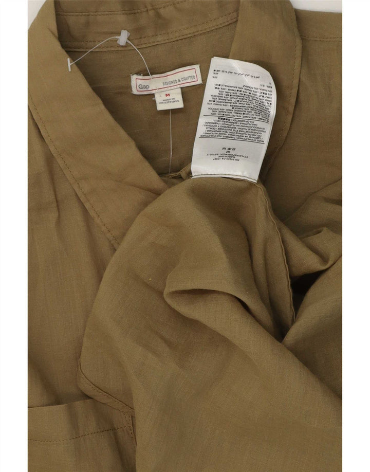 Gap Damen Longline-Hemd UK 14 Medium Khaki Ramie