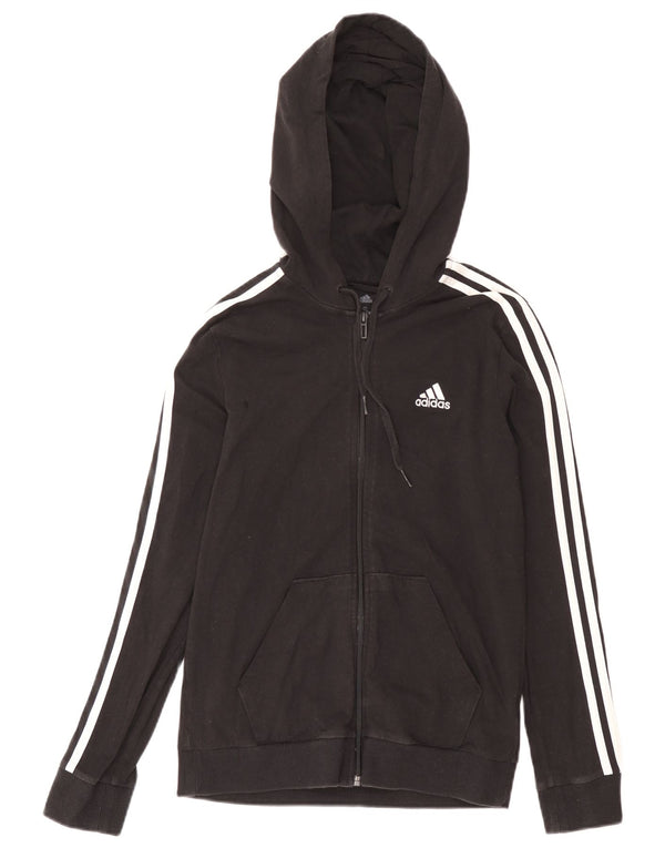 Adidas Damen Zip Hoodie Pullover UK 8/10 Small Schwarz Baumwolle