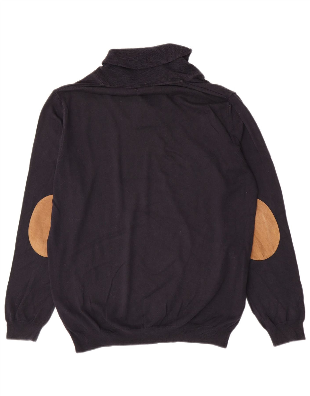 Zara Herren-Pullover mit Schalkragen, groß, marineblaue Baumwolle