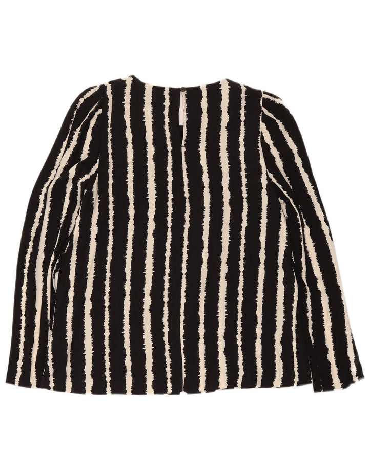 Marks & Spencer Damen Langarm-Blusenoberteil UK 10 Small Schwarz gestreift