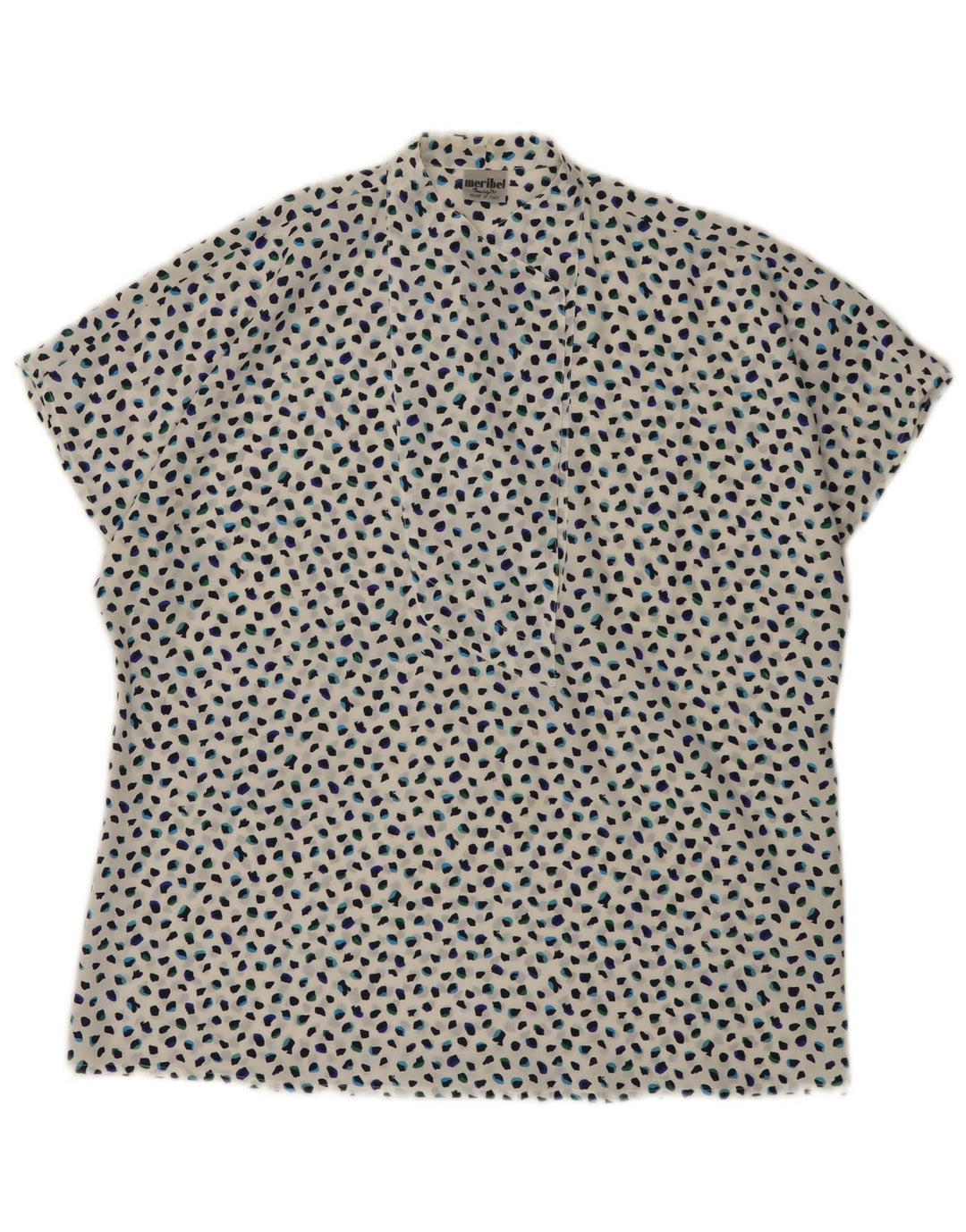 Marzotto Damen-Blusenoberteil, UK-Größe 44, groß, weiß geflecktes Polyester