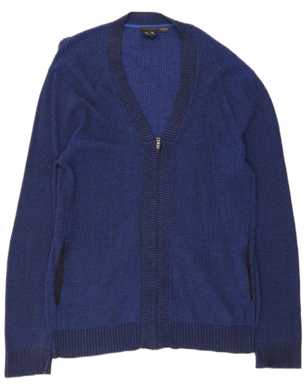Armani Exchange Herren-Pullover mit durchgehendem Reißverschluss und Halsausschnitt, XL, Marineblau, Viskose