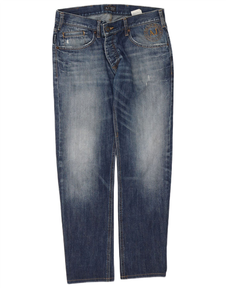 Armani Herren Distressed Slim Jeans W34 L30 Blaue Baumwolle