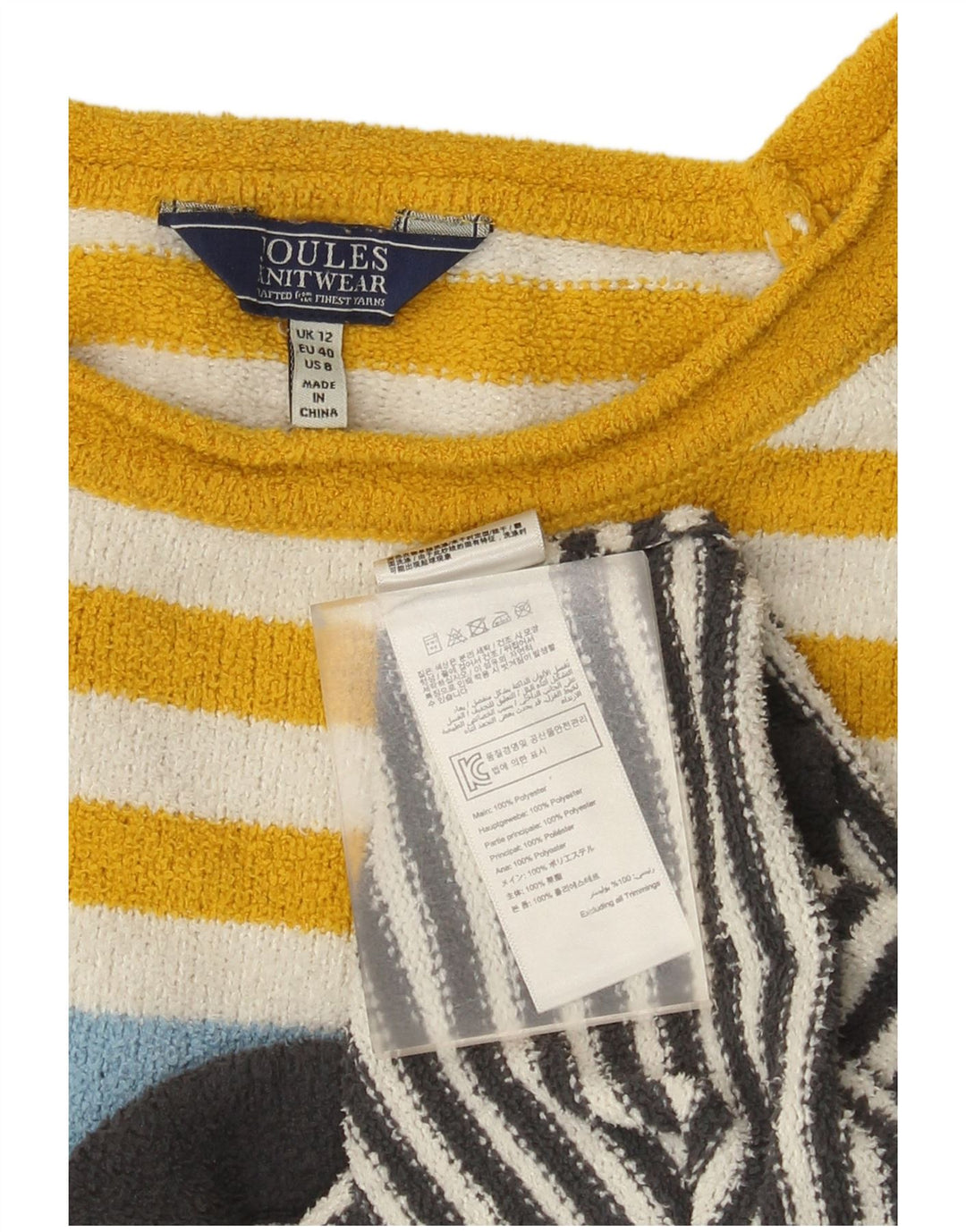 Joules Damen-Pullover mit U-Boot-Ausschnitt, Größe M, mehrfarbig, gestreift, UK 12