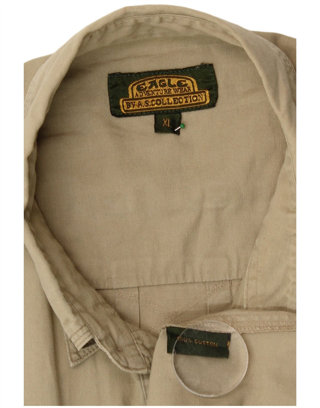 Vintage Herren Kurzarmhemd XL Beige Baumwolle