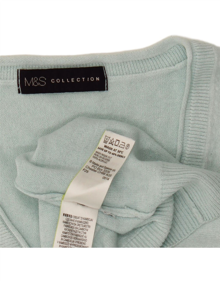 Marks & Spencer Damen-Pullover mit V-Ausschnitt, UK 12, Mittelblau, Acryl