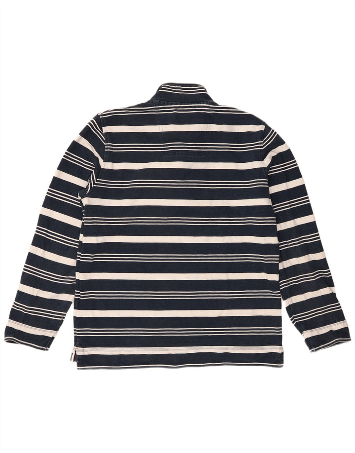Crew Clothing Herren-Sweatshirt mit Reißverschluss am Hals, mittleres Marineblau gestreift