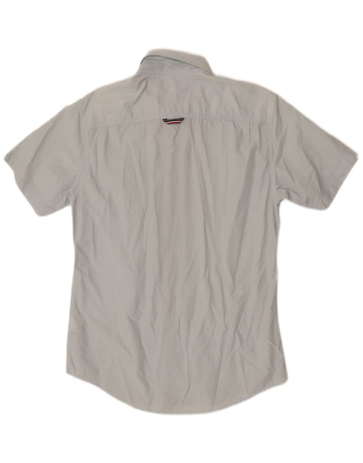 Tommy Hilfiger Herren-Kurzarmhemd, klein, blaue Baumwolle