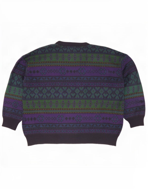 Vintage Mens Crew Neck Jumper Sweater 2XL Multicoloured Geometric