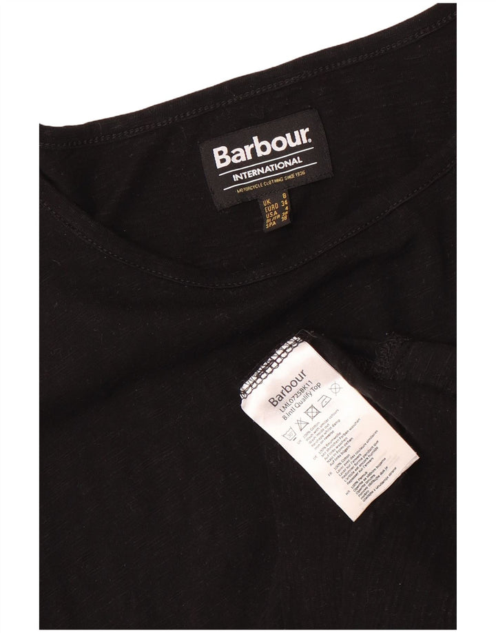 Barbour Damen T-Shirt Top UK 8 Small Schwarz Baumwolle