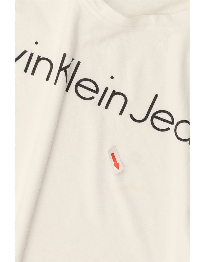 Calvin Klein Jeans Herren-T-Shirt mit Grafik, mittelweiße Baumwolle