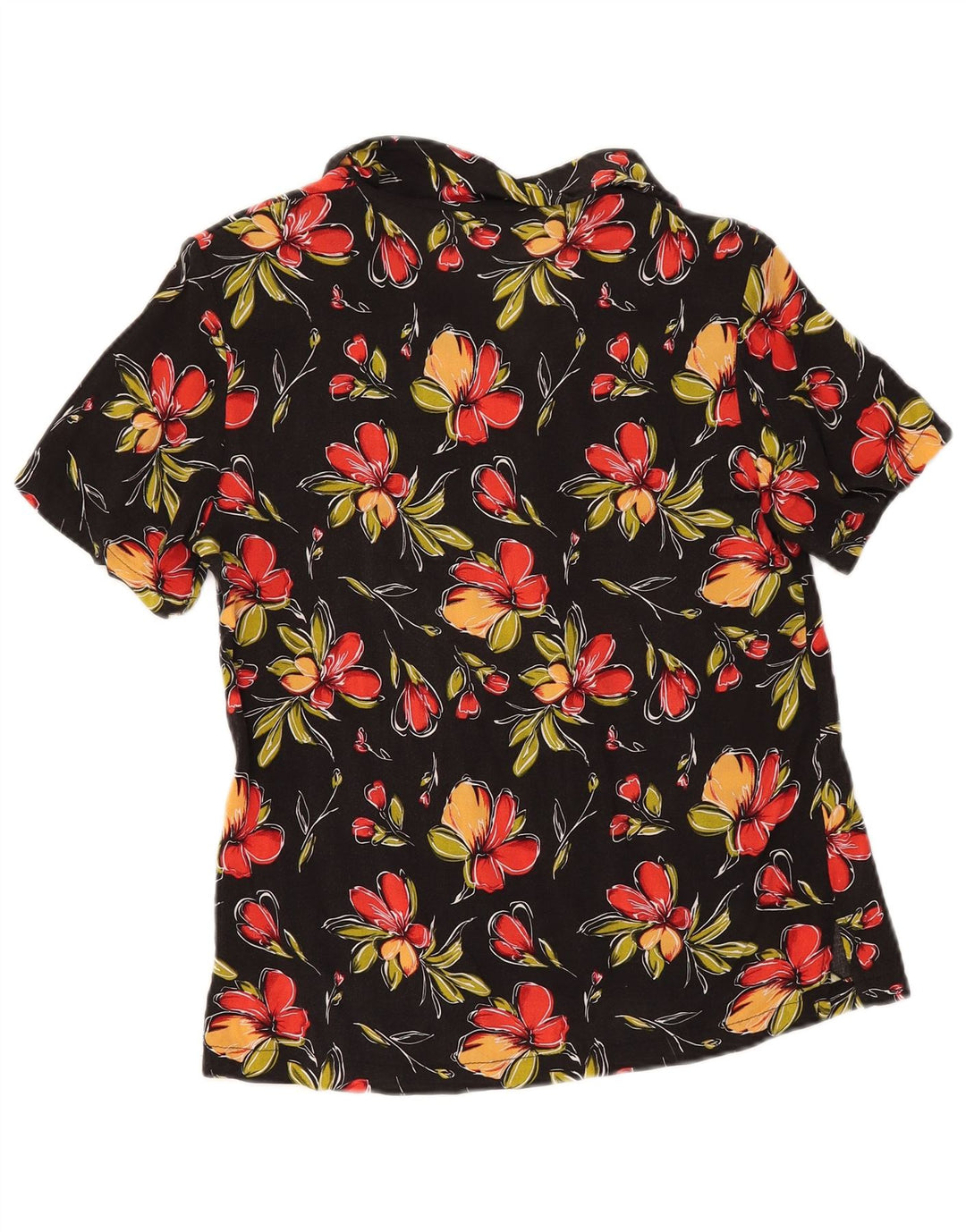Vintage Damen Kurzarmshirt IT 44 Mittelschwarz geblümt