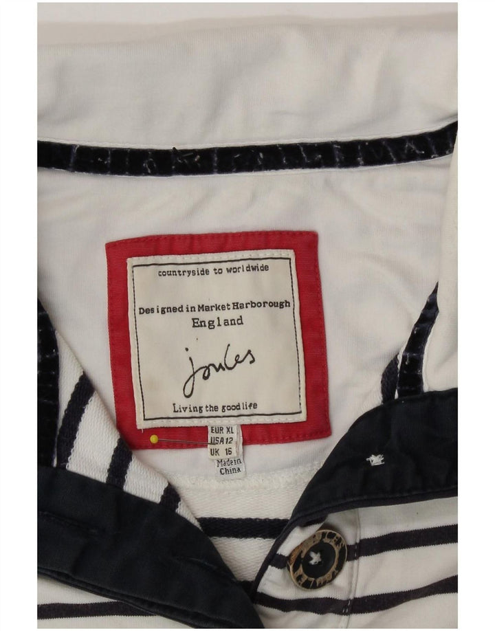 Joules Damen-Sweatshirt mit Knopfkragen, Gr. 40, Größe L, weiß gestreift