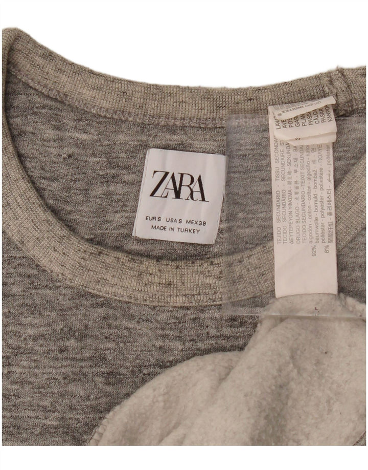 Zara Herren-Sweatshirt-Pullover, klein, grau gefleckte Baumwolle