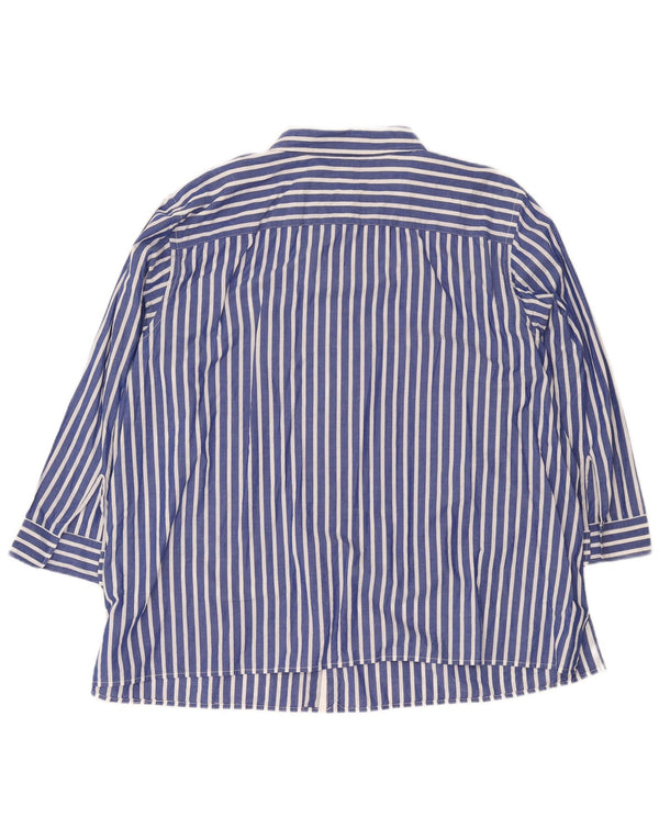 Chaps Damen-Hemd mit 3/4-Ärmeln, UK 22 3XL, blau gestreift, Baumwolle