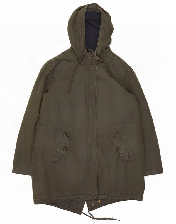 Joules Womens Hooded Waxed Cotton Parka Jacket UK 18 XL Khaki