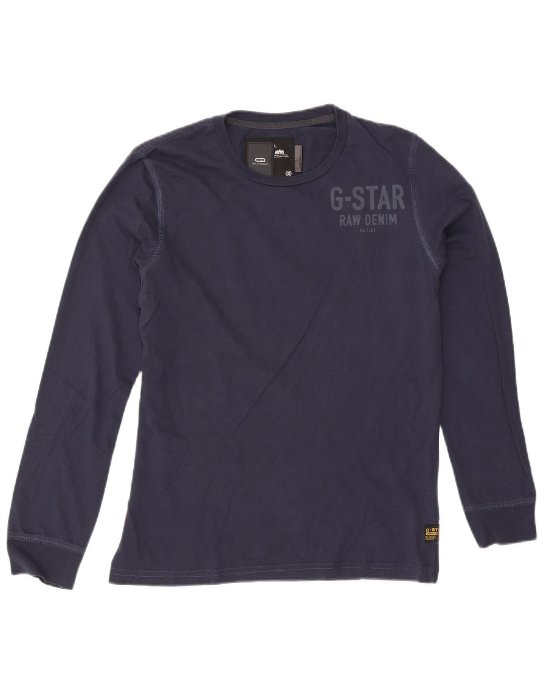 G-Star Herren Grafik-Oberteil, langärmelig, groß, marineblau, Baumwolle