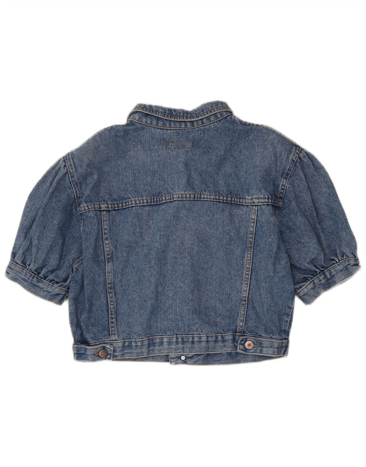Fly Time Damen Crop Short Sleeve Denim Jacket IT 42 Mittelblaue Baumwolle