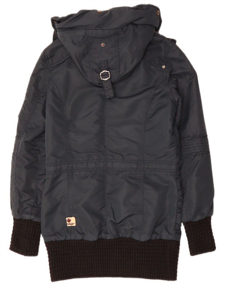 KHUJO Herren-Parka mit Kapuze, UK 38, mittelmarineblau