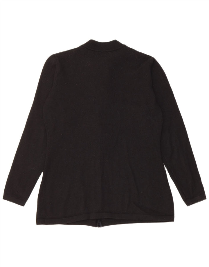 SISLEY Damen-Cardigan-Pullover UK 12 Mittelschwarze Wolle