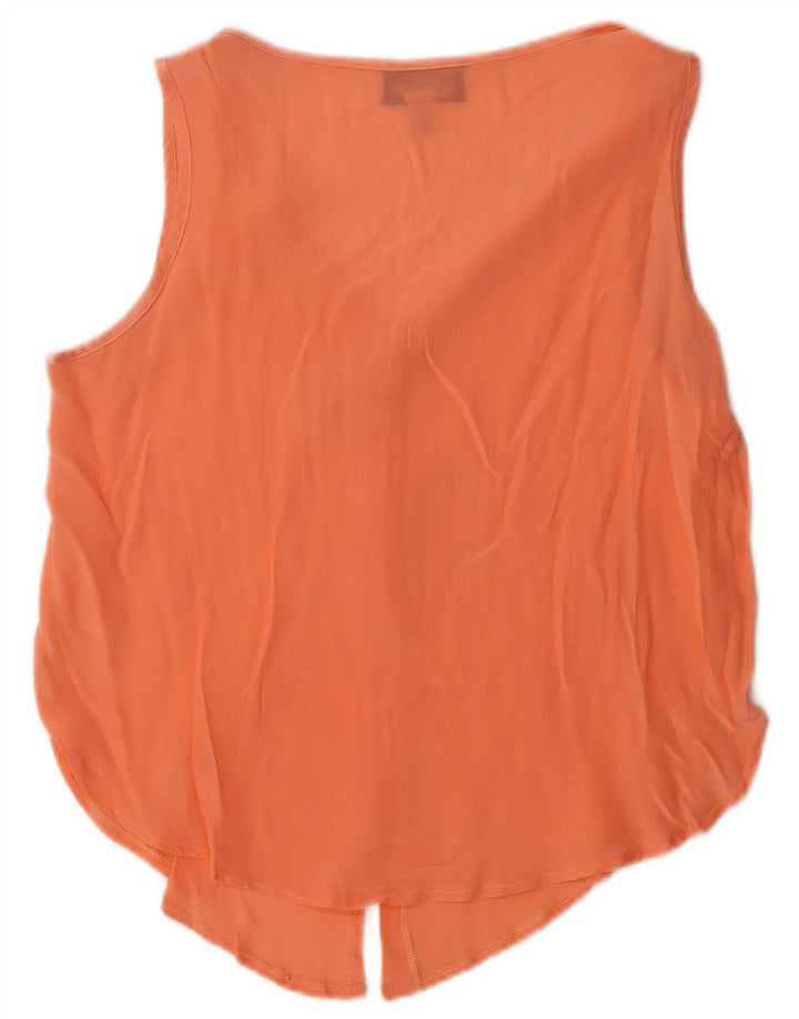 Vintage Damen Weste Top UK 14 Große Orange Seide