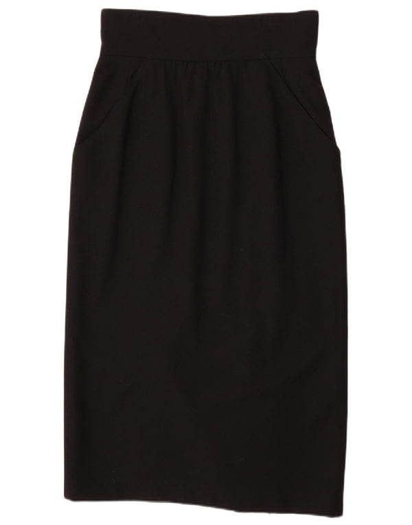 Fendi Damen Midirock mit hoher Taille IT 44 Medium W28 Schwarze Wolle