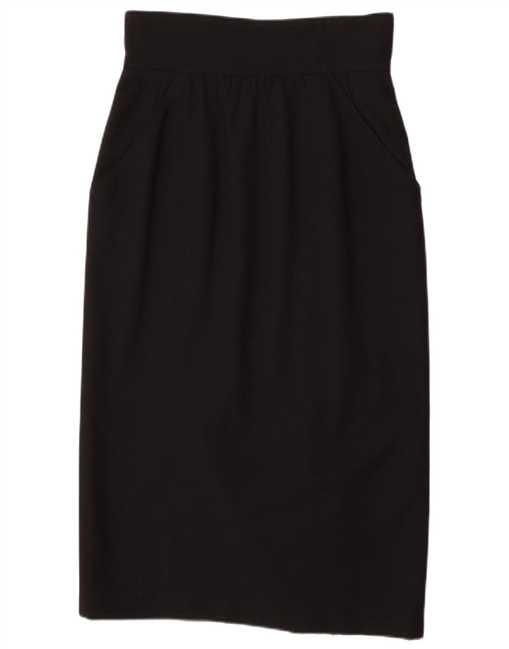 Fendi Damen Midirock mit hoher Taille IT 44 Medium W28 Schwarze Wolle