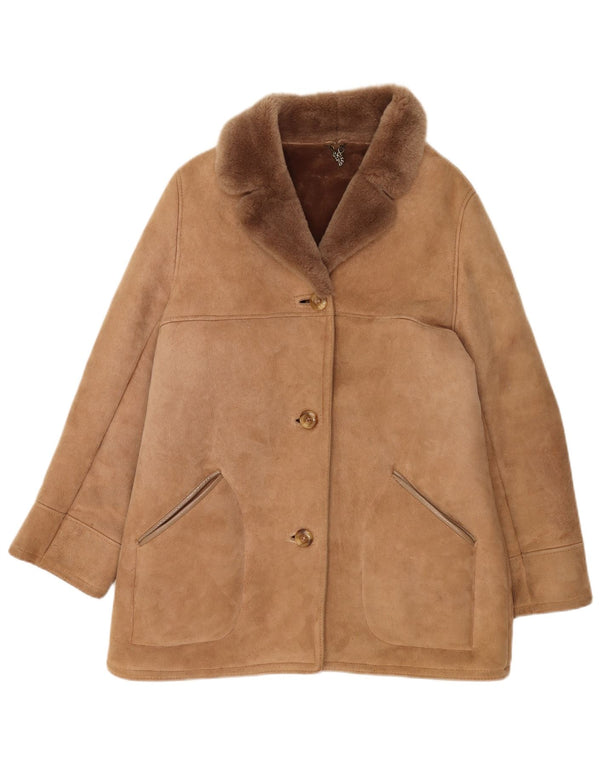 Vintage Damen Lammfellmantel UK 16 Großes beiges Schaffell