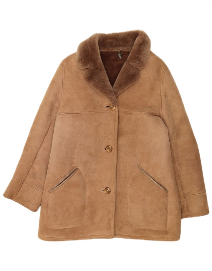 Vintage Damen Lammfellmantel UK 16 Großes beiges Schaffell