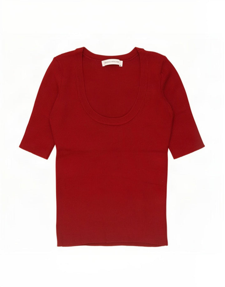 Zara Damen Bluse Top UK 8 Small Burgund
