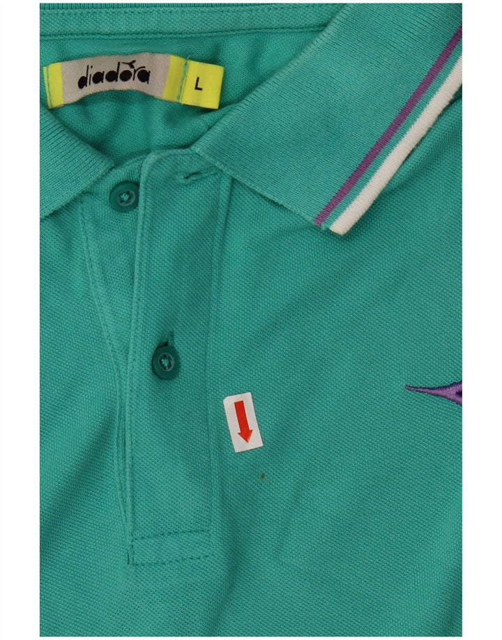 Diadora Herren-Poloshirt, große türkisfarbene Baumwolle