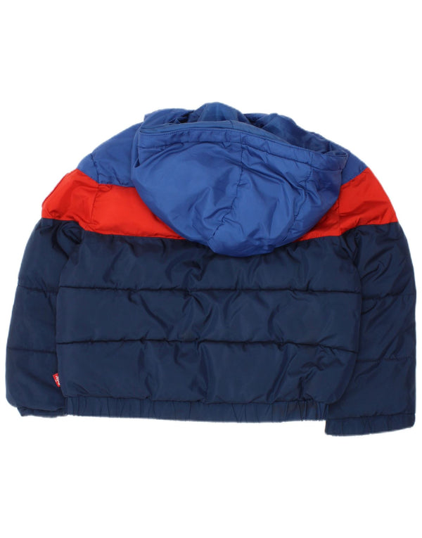LEVI'S Wattierte Jacke für Baby-Jungen mit Kapuze, 18–24 Monate, Marineblau, Farbblock