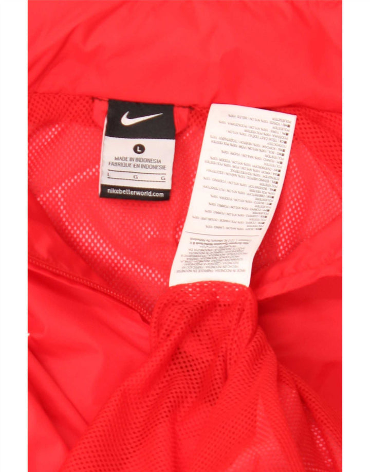 Nike Herren-Regenjacke mit Kapuze, UK 40, großes rotes Nylon